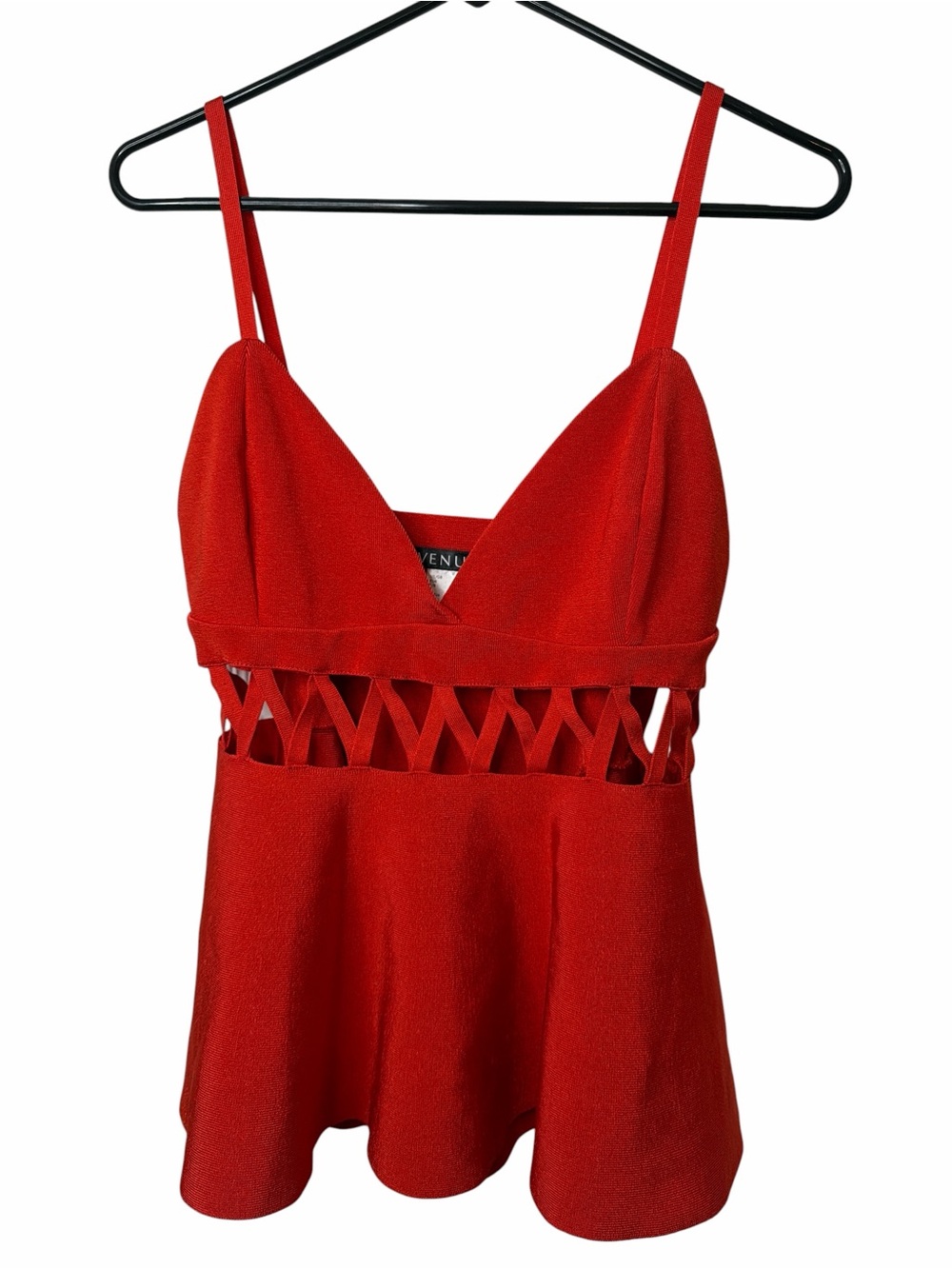 VENUS Red Cutout Spaghetti Strap Peplum Camisole